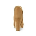 thumbnail image 2 of BLISSFUL STEP Women's Round Toe Block Heels Ankle Heel Boots Brown 9, 2 of 7