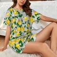 thumbnail image 4 of Fotbe Lemon1 Conjunto de Pijama Estampado para Mujer, 2 Piezas, Ropa de Dormir con Camiseta de Manga Corta y Shorts Suaves-4X-Large, 4 of 6