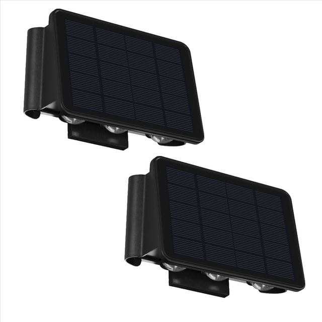 2X Alumbrado Solar de Pared IluminacióN Exterior Arriba-Abajo LáMpara LED Luces de BañO de Pared Solares para Patio JardíN 5 Luces