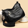 thumbnail image 4 of Ediodpoh Women Shoulder Bag Fashionable New Pattern Simple Solid Color Retro Large Capacity Practical Zipper Messenger Bag Black, 4 of 9