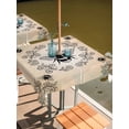 thumbnail image 2 of Outdoor Tablecloth with Umbrella Hole for Patio/Picnic/Party/Camping, Vintage Bees Crowns Waterproof Table Cloth Square Cover Washable, Rustic Leaves Rings Brown Gradient (60"x 60"), 2 of 8
