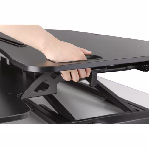 Amer Mounts Sit/Stand 37.4" Height Adjust Desk - EZRiser36 Height Adjustable Sit/Stand Desk Computer Riser, Dual Monitor Capable, 37.4" wide with Keyboard Tray - Black Finish