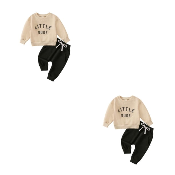 Sonducket Conjunto de ropa para niño, traje de otoño, pantalones para chico, traje exquisito, piel transpirable, cierre de algodón, colorido, Beige 70cm 2piezas