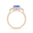 thumbnail image 2 of ANGARA Natural Cushion 2.15 ct Tanzanite & Trillion Aquamarine 3 Stone Ring in 14K Rose Gold for Women (Size-8mm) | December Birthstone, Anniversary, Jewelry Gift for Women | Natural Tanzanite Ring, 2 of 9