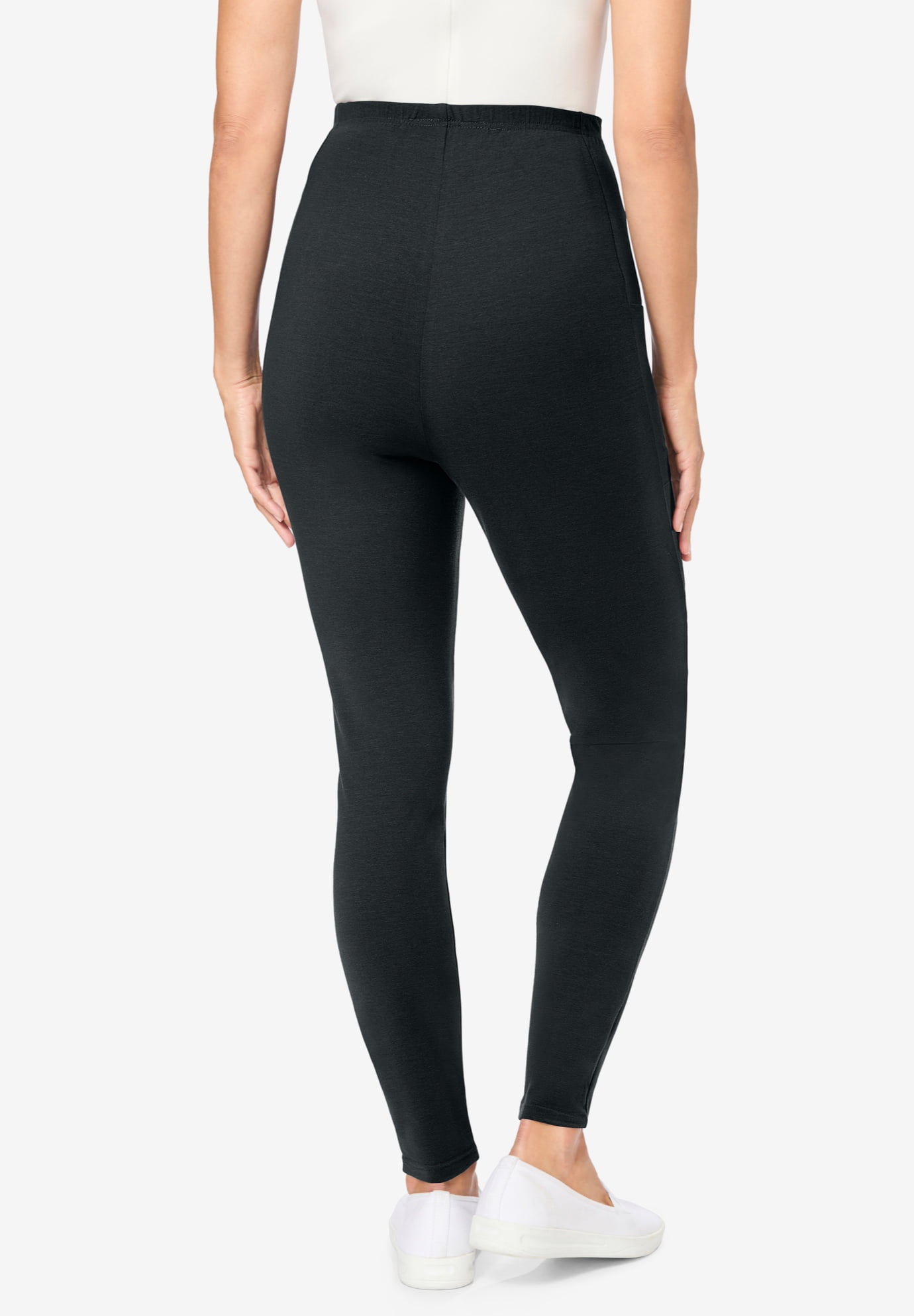 Plus Size Stretch-Cotton Knit Pull-On Pocket Leggings - image 2