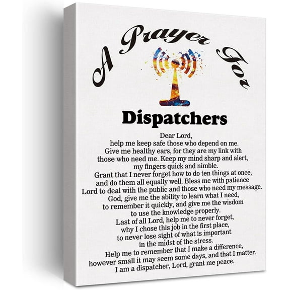 Aaheei a Dispatcher's Prayer Canvas Home Wall Art Decor Dispatchers Gift Painting Inspirational Poster Ready to Hang