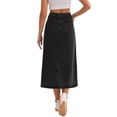 thumbnail image 3 of Falda de Mezclilla A-Line de Cintura Alta con Abertura en el Muslo Midi para Mujeres INSPIRE CHIC Color Negro, 3 of 6