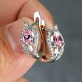 thumbnail image 4 of Water Drop Stone Hoop Earrings For Women Luxury Multicolor Zirconia Leaf Crystal Silver Color Wedding Hoop Earrings, 4 of 5