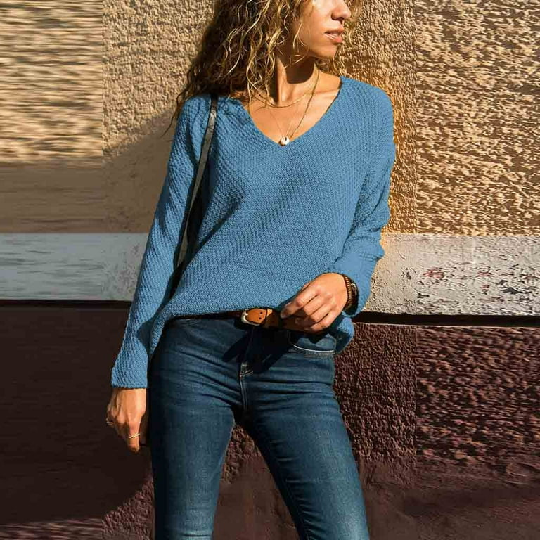 New V-Neck Long-Sleeved Slim Color Matching Sweater New V-Neck Long-Sleeved Slim Color Matching Sweater