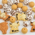 thumbnail image 4 of 28Pcs Cow Silicone Beads Cute Animal Shaped Brown White Loose Round Cow Printed Spacer Beads Bulk for Necklaces Bracelets Keychain DIY Jewelry Making Crafts, 4 of 7