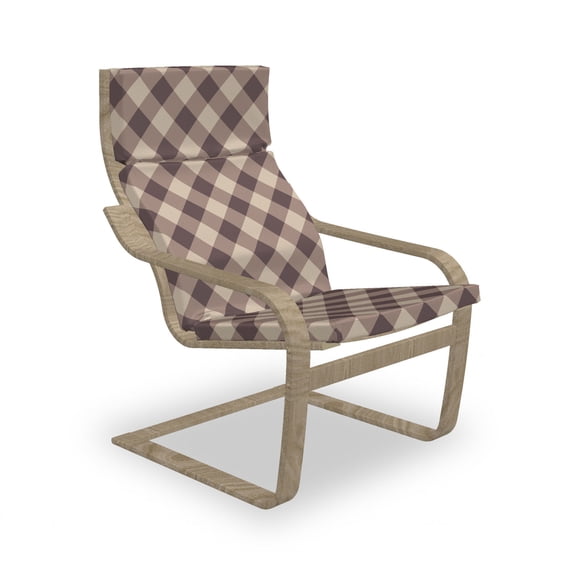 Geometric Armchair Pad and Slipcover, Repeating Pattern with Diagonal Checkered Motif Illustration, 1 Piece Soft Cushion Replacement with Removable Cover, Warm Taupe Dark Taupe, by Ambesonne