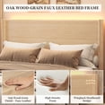 thumbnail image 3 of SIBEDS Queen Bed Frame with LED Light, Modern Wingback Headboard, Noise Free, No Box Spring Needed, Easy Assembly, Natural Wood, 3 of 8
