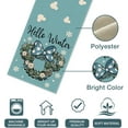 thumbnail image 3 of Hello Winter Mouse Wreath Blue Table Runner, Snowflake Poinsettia Cotton Polka Dot Bow Kitchen Dining Table Decor, Christmas Holiday Home Decoration Indoor Outdoor Party Supply 13 x 36 Inches, 3 of 6