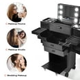 thumbnail image 3 of Byootique Black Rolling Makeup Case on Wheels Pro Cosmetic Artist Hair Stylist Barber Trolley Multifunction Lighted Lockable, 3 of 9
