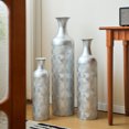 thumbnail image 5 of CQSXDA Decorative Metal Vases Set of 3 Tall with Textured Pattern for Modern Home Decor, Flower Vases for Living Room, Silver, 5 of 13