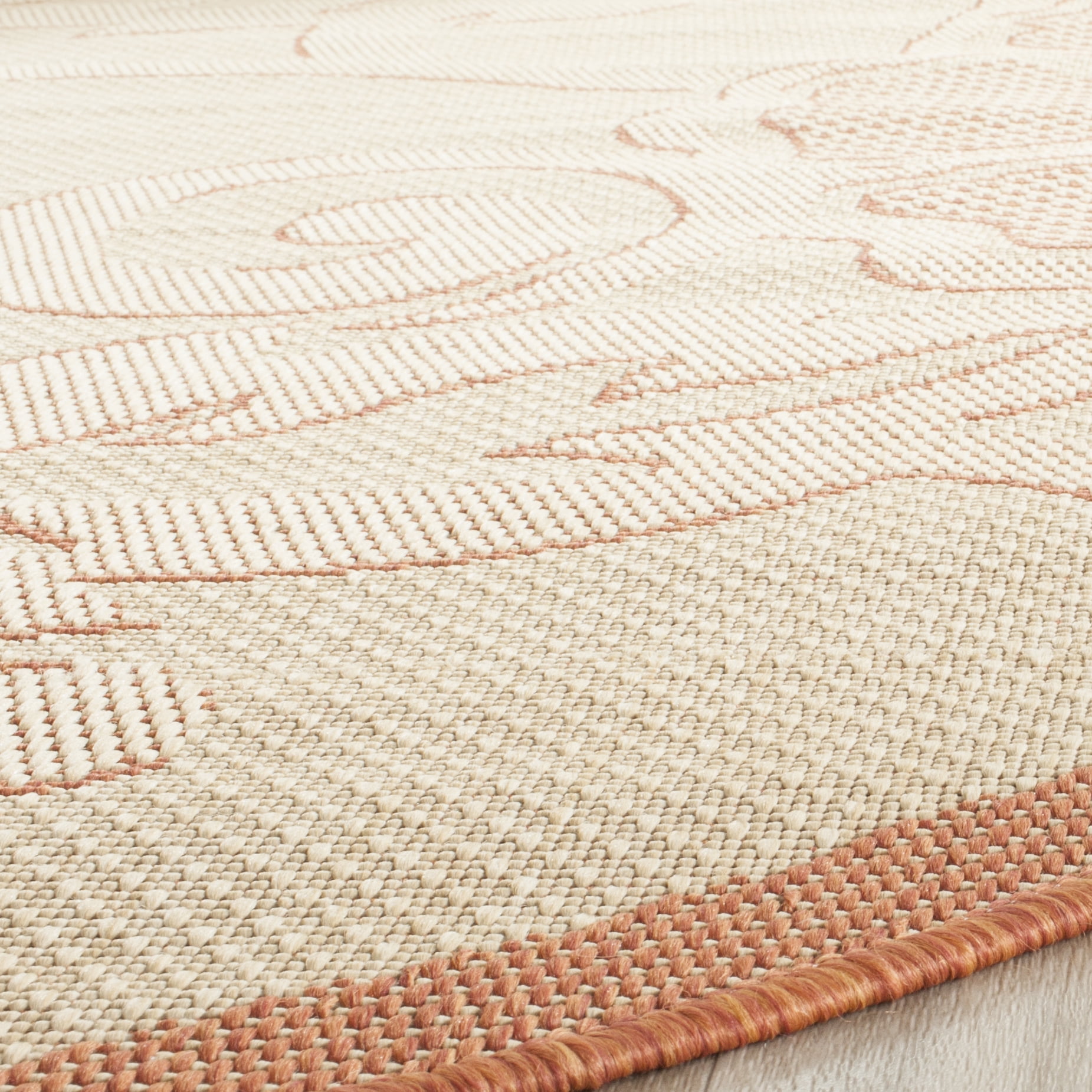 Safavieh Courtyard Helen Floral Indoor/Outdoor Area Rug, Natural/Terracotta, 6'7" x 6'7" Round
