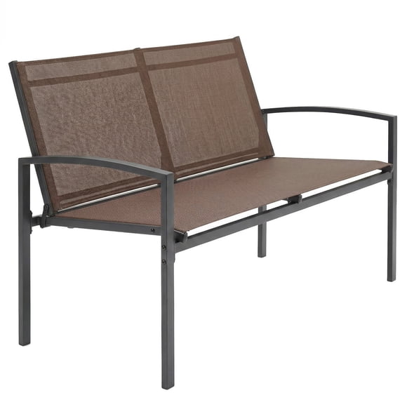 Outsunny Outdoor Garden Bench, 44 in Metal Patio Park Bench, Dark Brown
