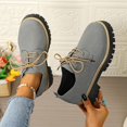 thumbnail image 2 of Fashionable Solid Color Women's Casual Round Toe LaceUp Loafers with Thick MidHeel, 2 of 9