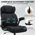thumbnail image 6 of HomeZeer Big and Tall Office Chair 500lbs, High Back Executive Fabric Desk Chair with Adjustable Lumbar Support, Flip-Up Arms, Heavy Duty Upgraded Rubber Wheels for Home Office, Black, 6 of 9