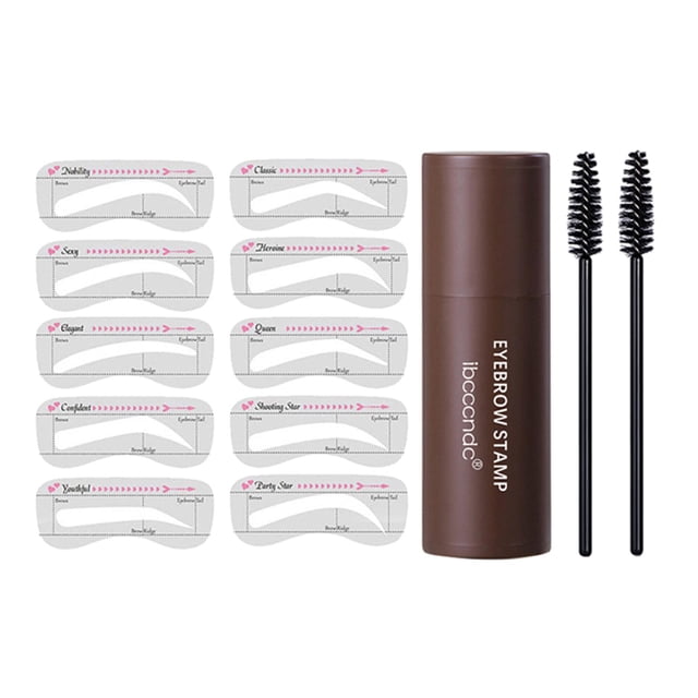 Kit de Moldeado de Sellos para Cejas, Polvo de Rayita, Juego de Maquillaje Reutilizable, Impermeable, Un Paso para Mujeres - marron oscuro Sunnimix Sello de cejas