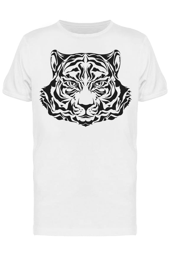 Tiger Head Black Silhouette T-Shirt Men -Image by Shutterstock, Male Small