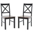 thumbnail image 3 of Safavieh Akash Traditional Rubberwood Dining Side Chairs, Black / Walnut (Set of 2), 3 of 8