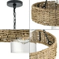 thumbnail image 6 of Pembroke Collection One-Light 18.5" Matte Black Coastal Outdoor Pendant with Mocha Rattan Accents and Seeded Glass Shade, 6 of 11