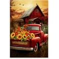 thumbnail image 2 of Red Truck Barn Canvas Wall Art Farmhouse Pictures Wall Decor Rustic Farm Painting Poster Vintage Landscape Decor Frame (12.00" x 18.00"), 2 of 6