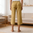 thumbnail image 5 of NinXxx Women's Loose Fit Lightweight Cropped Capri Trousers Comfort Style Yellow L, 5 of 7