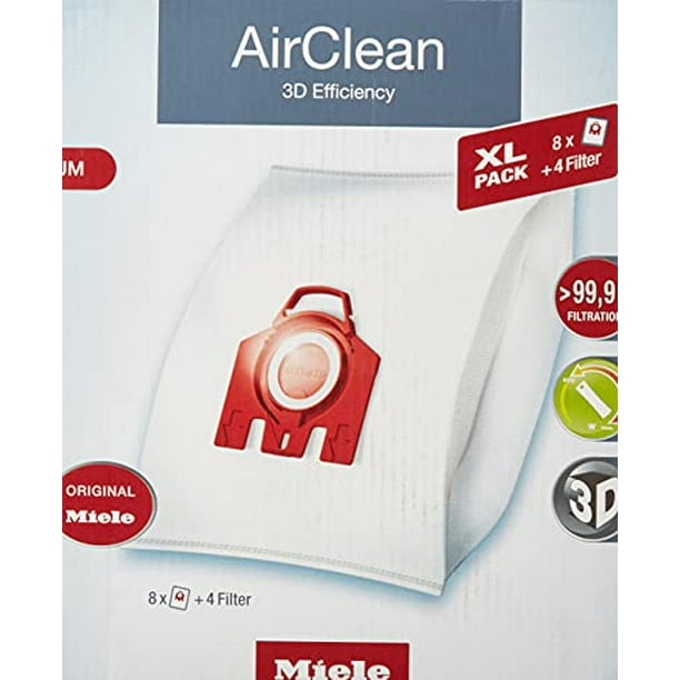 Miele AirClean 3D Efficiency Dust Bag, Type GN, XL Value Pack,  8 Bags and 4 Filters