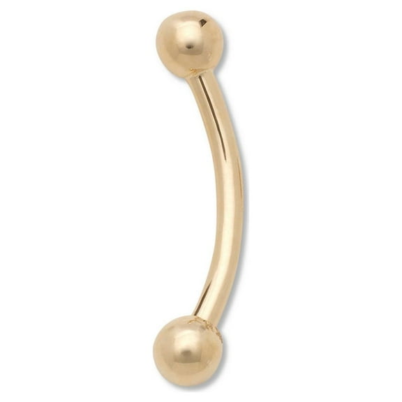 Solid 14k Yellow or White Gold 2mm Ball 16g Curved Eyebrow Piercing Jewelry Body Piercing Stud for Women