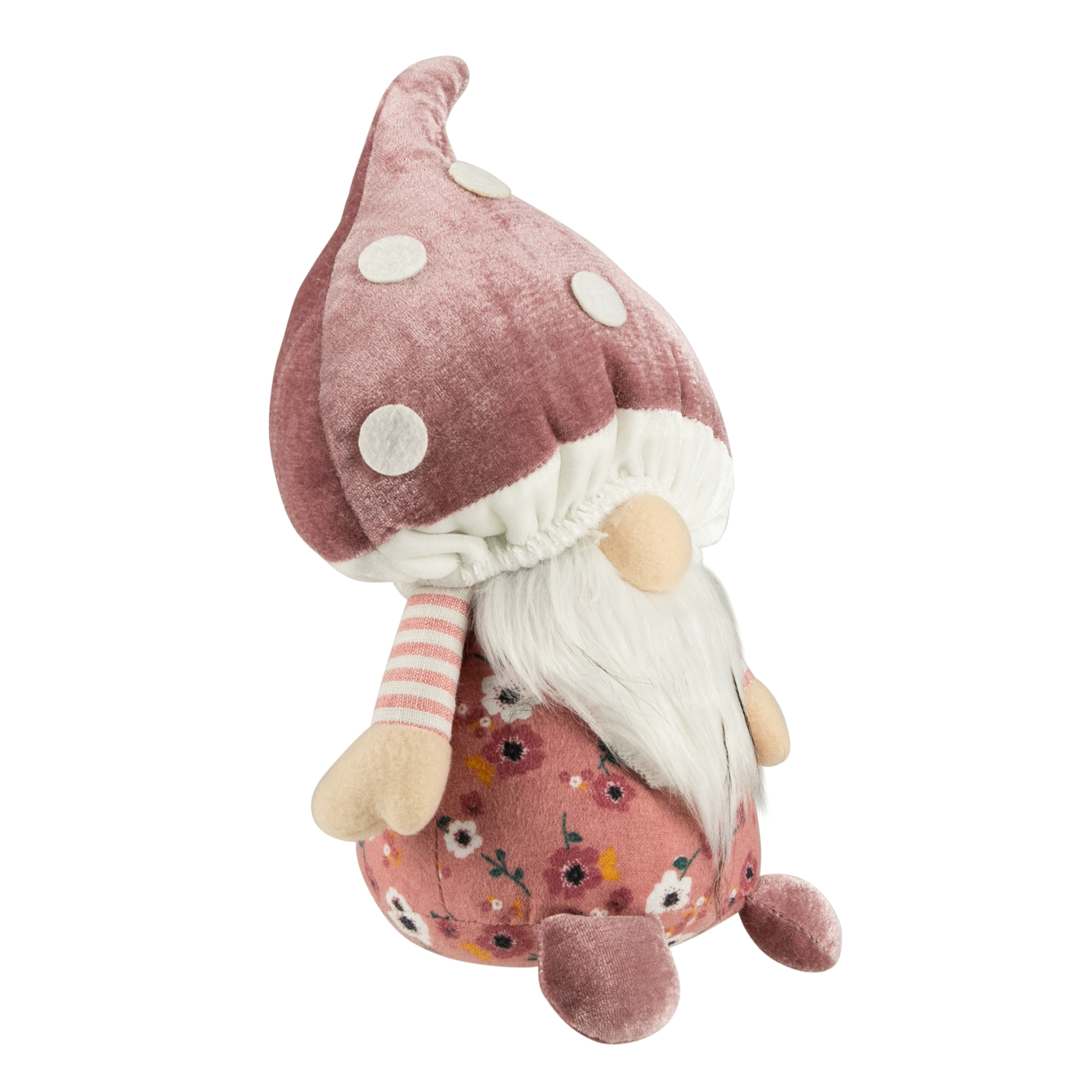 Northlight 10.5" Pink Springtime Floral Mushroom Gnome