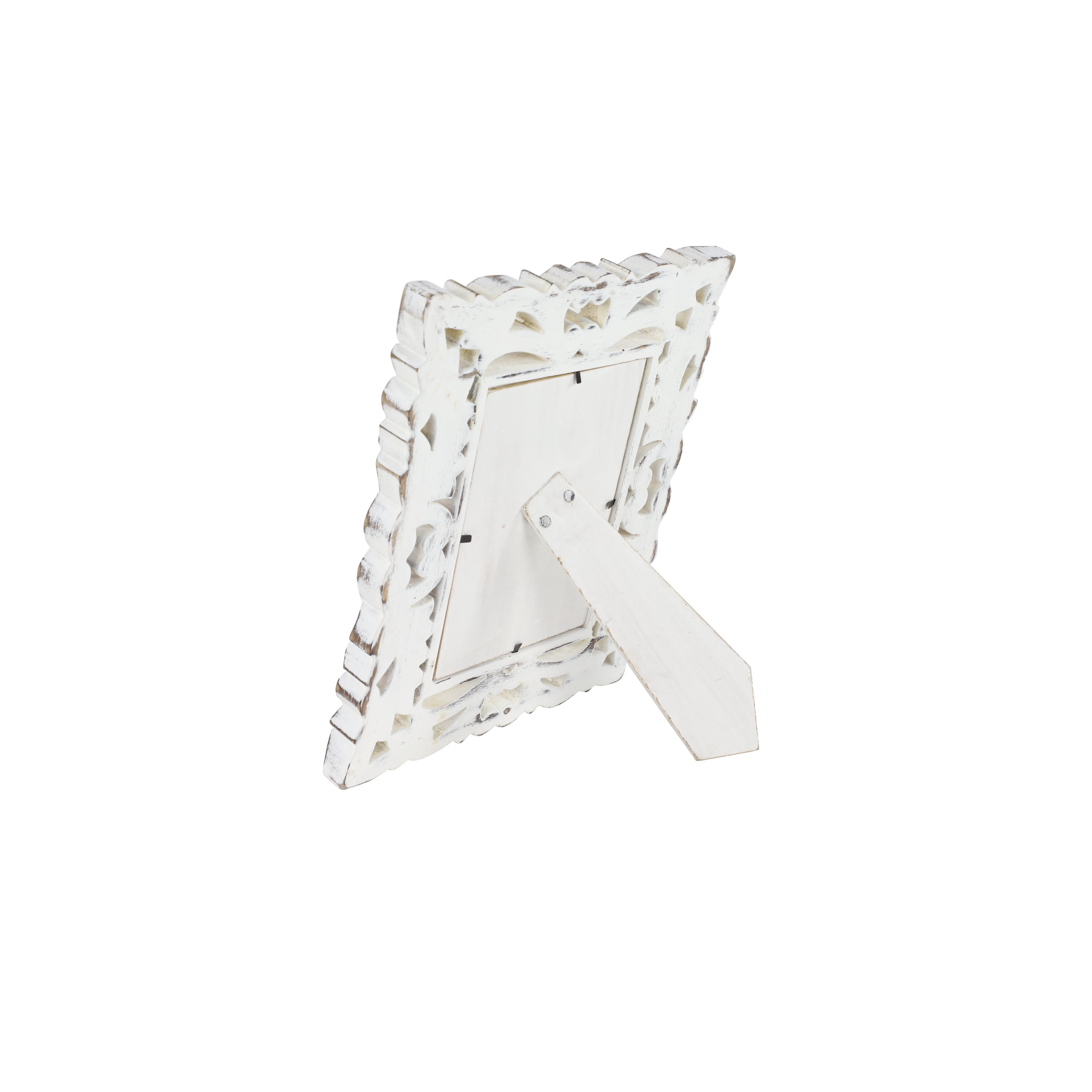 DecMode 5" x 7" Handmade Intricate Carved White Scroll Photo Frame