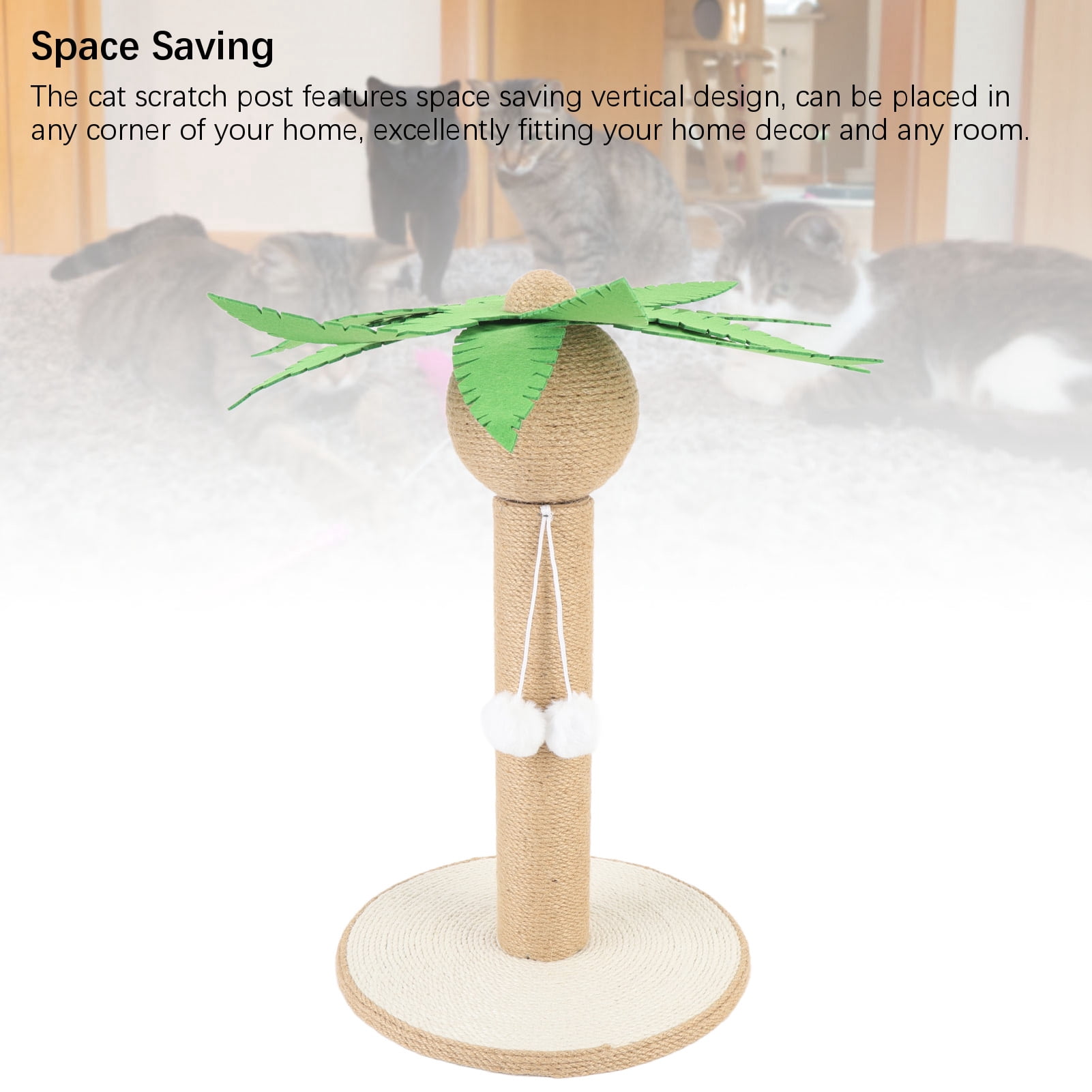 YAHHU Coconut Tree Cat Scratching Post Sisal Durable Kitten Scratcher Tower Space Saving Stable Structure Indoor (12.6 inches / 32 cm)