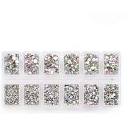 Zealer 1800pcs Crystals AB Nail Art Rhinestones Round Beads Top Grade Flatback Glass Charms Gems Stones for Nails Decoration Crafts Eye Makeup Clothes Shoes 300pcs Each (Mix SS3 6 10 12 16 20)