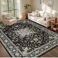 thumbnail image 3 of 8x10 Area Rugs for Living Room: Washable Rug Soft Vintage Boho Medallion Carpet Indoor Non-Slip Stain Resistant Large Carpets for Bedroom Dining Room Farmhouse Nursery Home Office Black Gold, 3 of 18