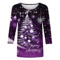 thumbnail image 5 of fheaev Ugly Christmas Shirt for Women Drop Shoulder 3/4 Sleeve Round Neck Christmas Tree Graphics Print Loose Lightweight Shirt Vacation Xmas Holiday Party Pullover Tunic Top Blouse, 5 of 5