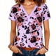 thumbnail image 2 of Tejiojio Women's V-Neck Loose Fit Solid Color Blouse Short Sleeve Button-Down Casual S-2XL, 2 of 9