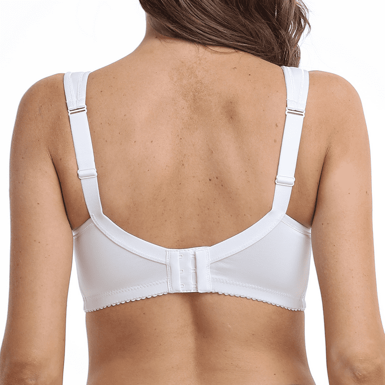 BIMEI Women's Mastectomy Bra Pockets Wireless Post-Surgery Invisible  Pockets for Breast Forms Flower Embroidery Everyday Bra Sleep Bra  2118,White,34B 