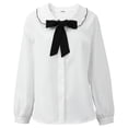 thumbnail image 6 of Xmarks Women's Solid Print Elegant Bow Tie Neck Long Sleeve Work Office Blouse Top White XL, 6 of 13