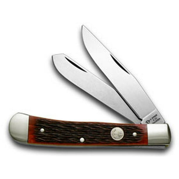 german boker tree brand trapperred jigged bone handles pocket knife