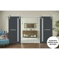 thumbnail image 3 of Sturdy Double Barn Door with Frosted Glass | Veregio 7288 Antracite | 13FT Rail Hangers Heavy Set | Solid Panel Interior Doors-64" x 80" (2* 32x80)-Silver Rail, 3 of 6