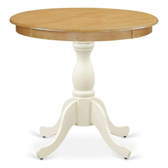 Pemberly Row - Dining Table - Oak Table Top and Linen White Pedestal Leg Finish