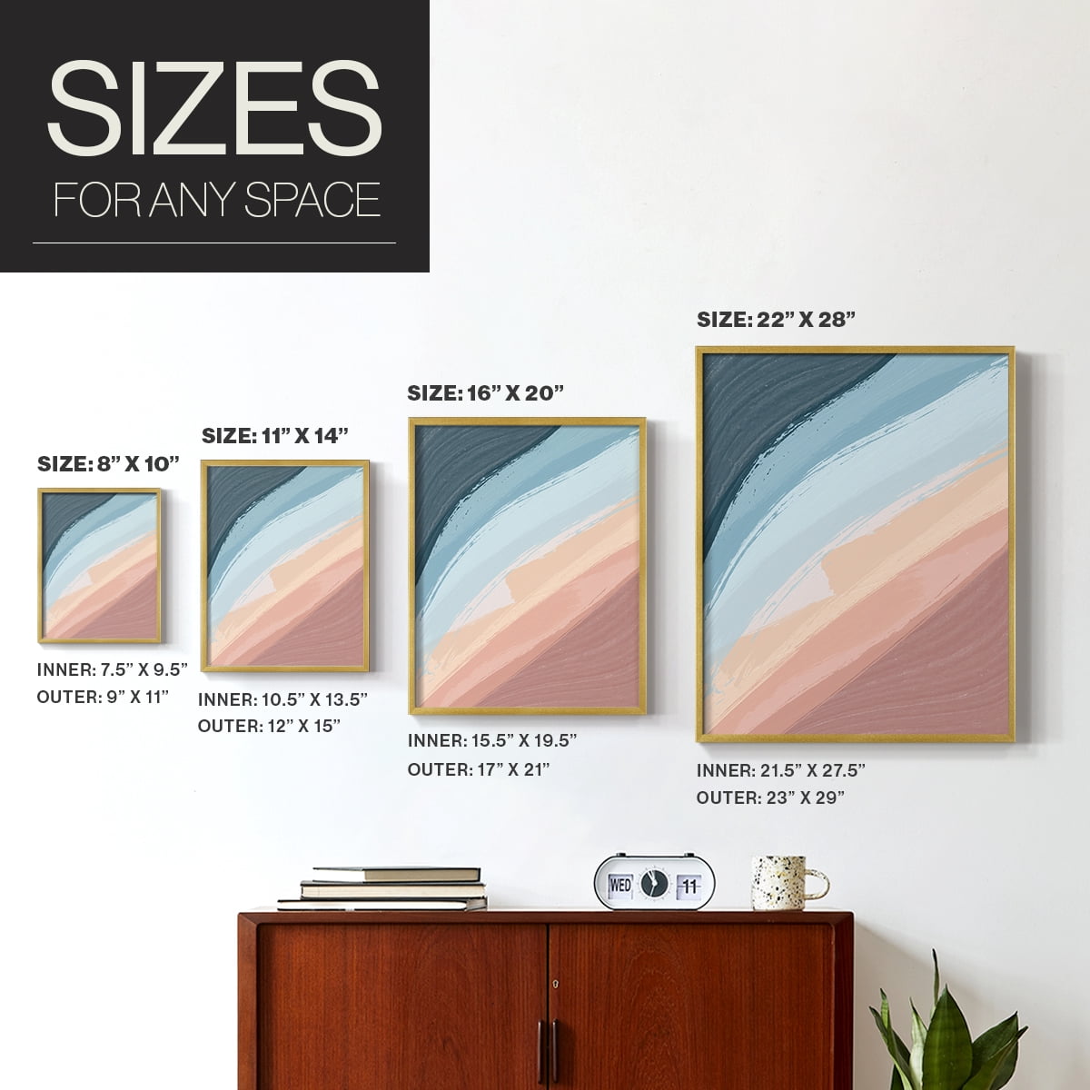 Waters Rolling Framed Print in Gold Solid Wood 16 x 20 Framed Print