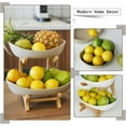 thumbnail image 2 of Cesta de frutas de 2 niveles para encimera de cocina, frutero de cerámica para encimera de cocina, frutero, organizador de cocina, grande, color caqui, 2 of 7