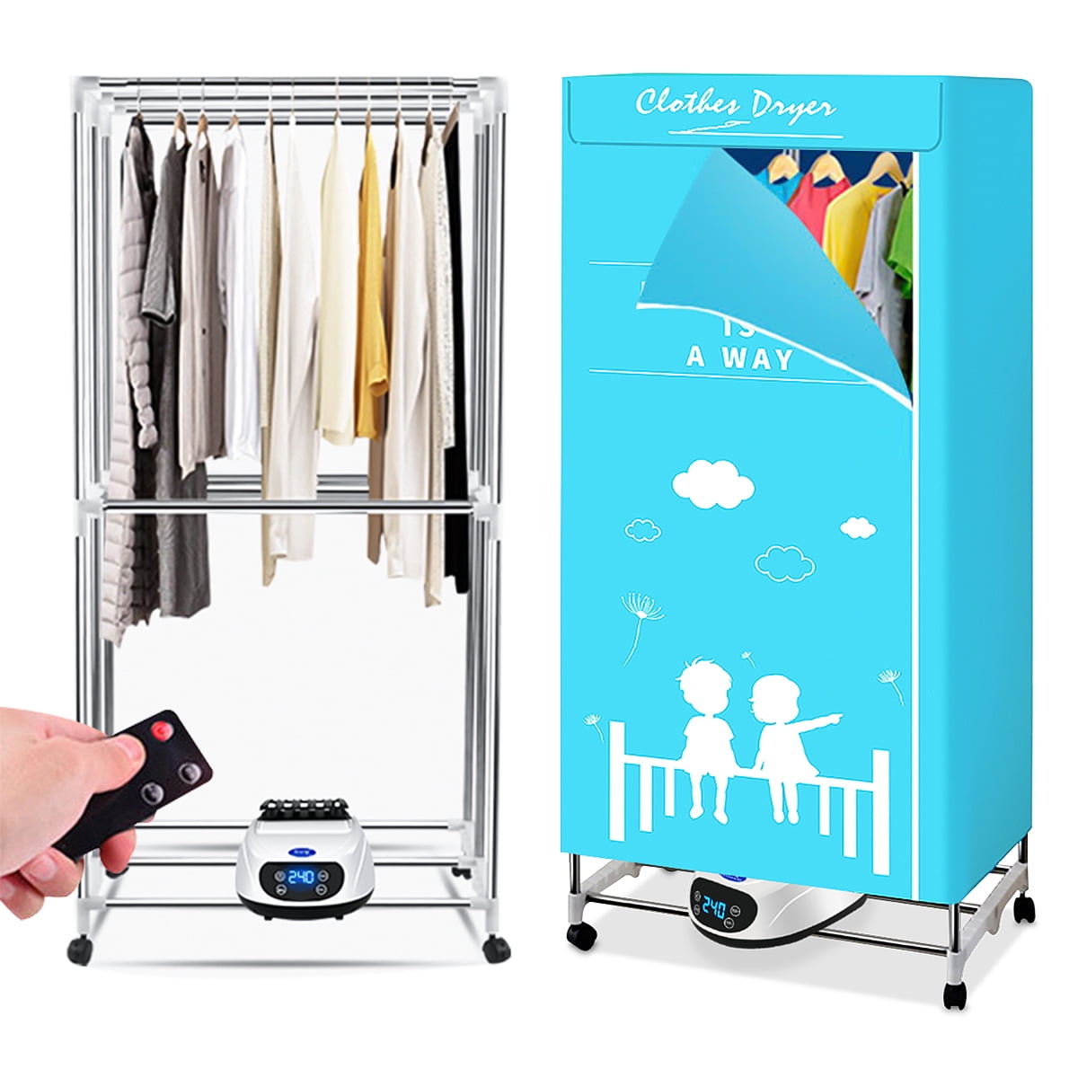 110-240V 1500W Foldable Electric Clothing Dryer Home Clothes Drying Portable
