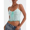 thumbnail image 2 of Yunliwuli Women Lace Camisole, Spaghetti Straps Tie-up Patchwork Slim Fit Summer Tops Clubwear, 2 of 10