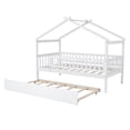 thumbnail image 4 of Gewnee Pine Wood Twin Size House Bed with Trundle and Roof for Kids,White, 4 of 8
