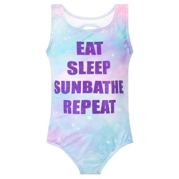 Harry Bear Girls Eat Sleep Sunbathe Swimsuit Sizes 7-14