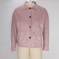 thumbnail image 4 of ClodeEU Women's Faux Suede Cropped Jacket,Lapel Button Up Jackets With Pockets Pink,Womens Plus M, 4 of 7